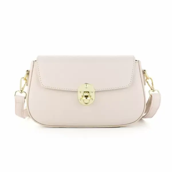 Elegante Witte Schoudertas met Gouden Draaisluiting - Afbeelding 2