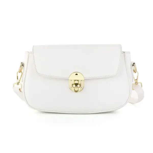 Elegante Witte Schoudertas met Gouden Draaisluiting - Afbeelding 5