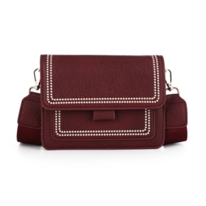 Bordeauxrode crossbodytas met strass details